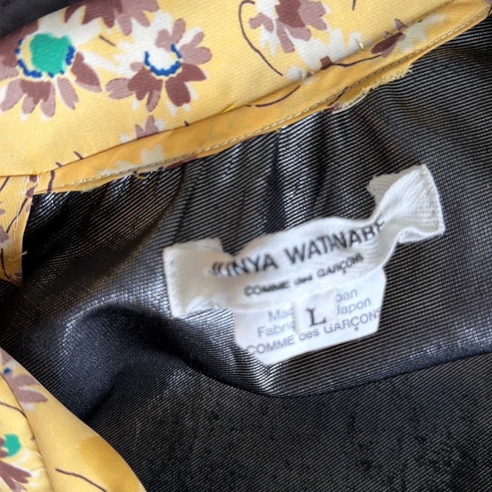 JUNYA WATANABE COMME DES GARCONS yellow silver floral print DRESS 2015, size L - Picture 5 of 14
